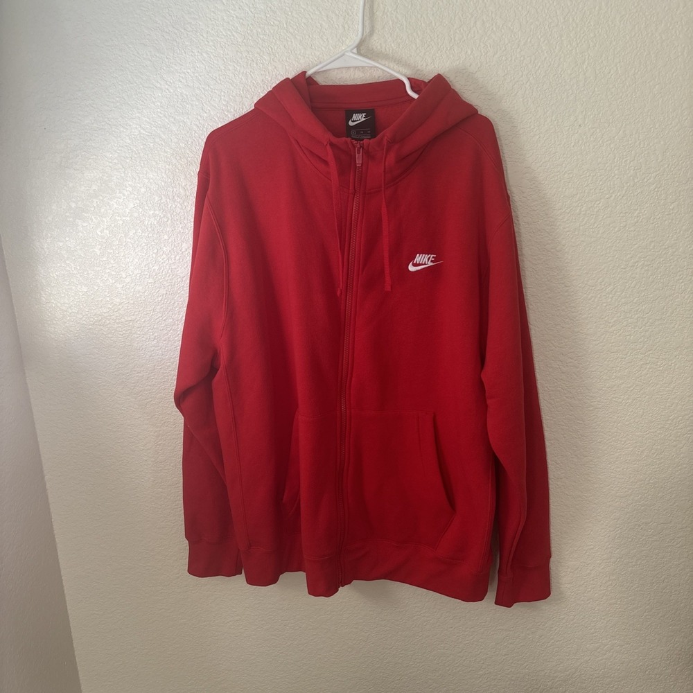 Nike Sportswear Club Fleece Full-Zip Hoodie University Red/white size XL